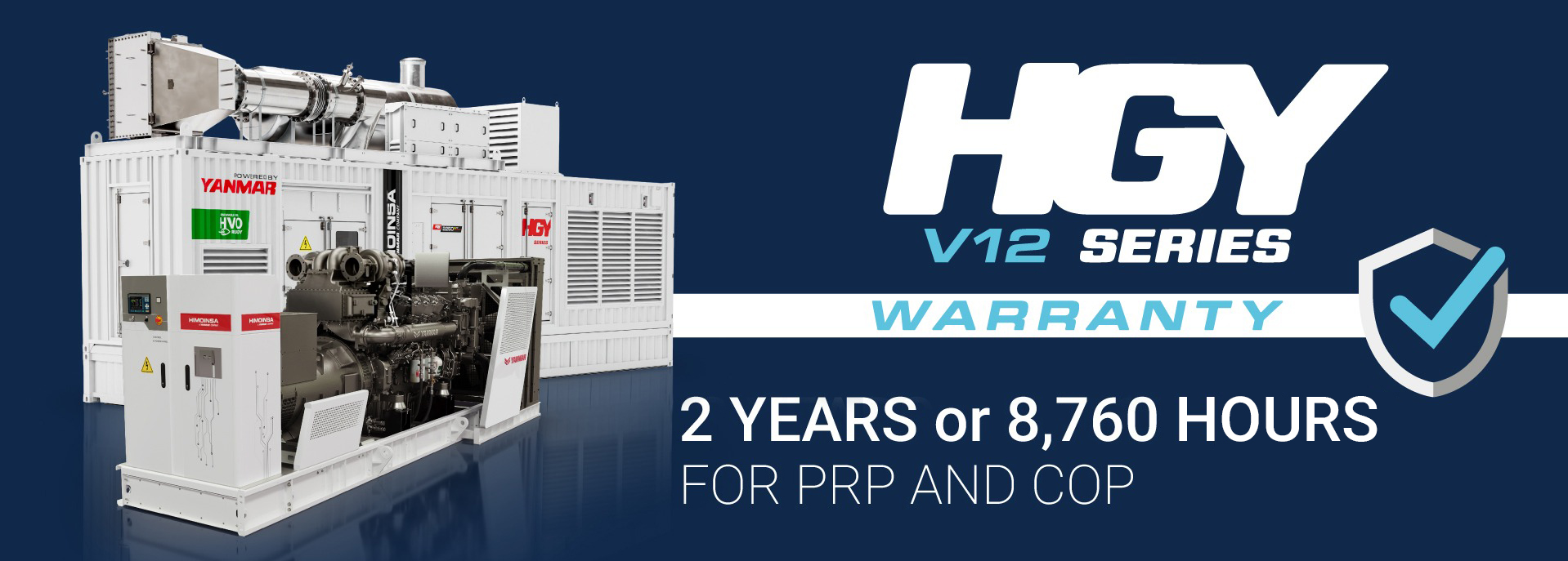 HIMOINSA bietet 2 Jahre Garantie oder eine Abdeckung von bis zu 8.760 Stunden auf seine HGY-Serie für PRP und COP.